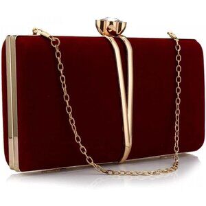Elegant Vintage Velvet Clutch with Diamond Closure - Perfect for Formal Events